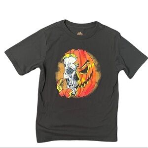 Celebrate Halloween Pumpkin short sleeve shirt black skull